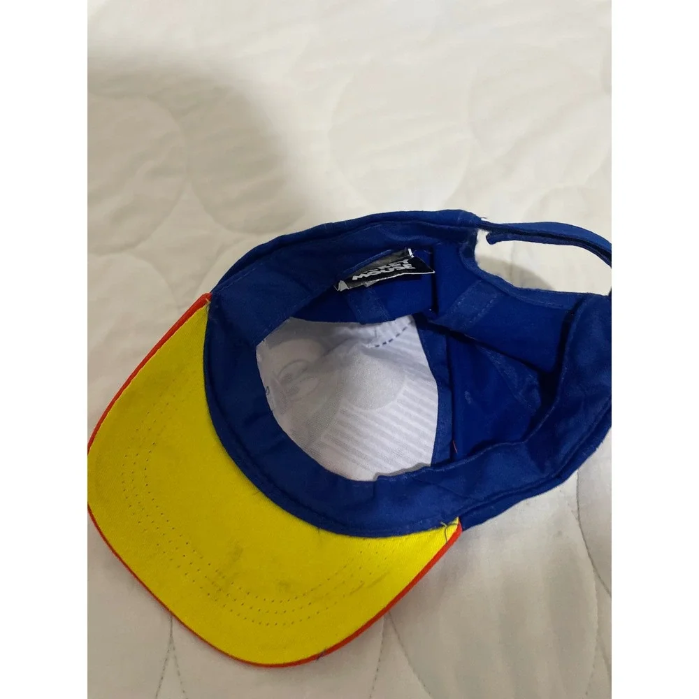 Disney Mickey Mouse Kids Baseball Cap Blue Red Yellow Striped Adjustable Hat